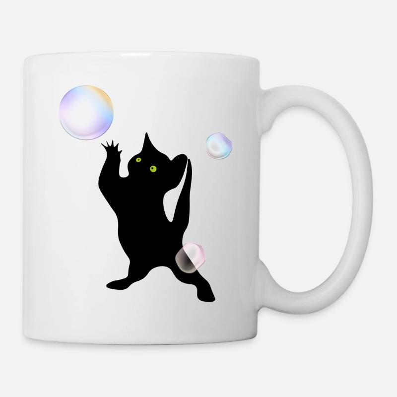 Katze entdeckt Blasen - Tasse - Weiß