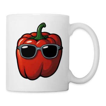 Poivrons rouges frais avec des lunettes de soleil en été - Mug blanc - blanc - Droite