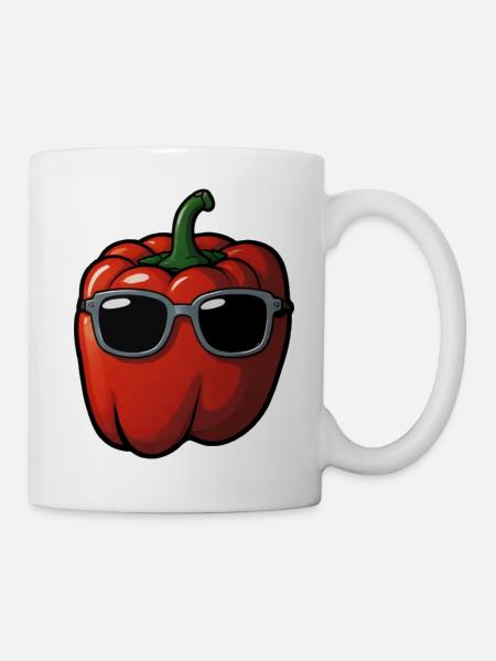 Coole rote Paprika mit Sonnenbrille im Sommer - Tasse - Weiß