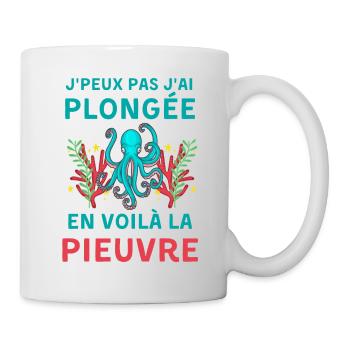 Plongée sous marine pieuvre - Mug blanc - blanc - Droite