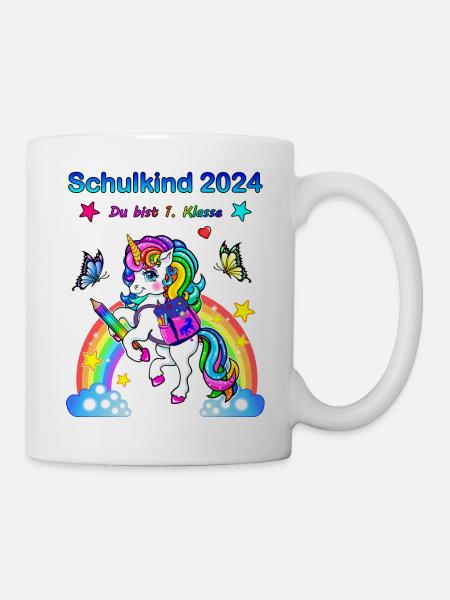 School enrollment girls - school child 2024 unicorn - Mug - white