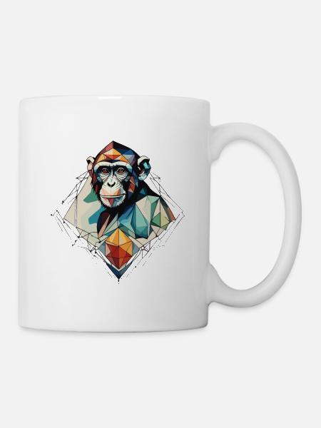 Lebensfroher Geometrieaffe - Tasse - Weiß