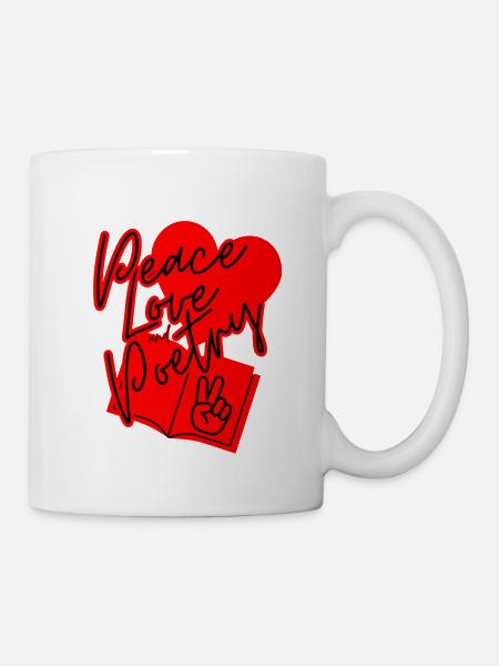 peace, love & poetry - Mug - white