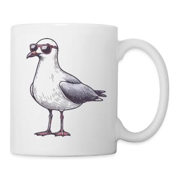 Mouette fraîche avec lunettes de soleil - Mug blanc - blanc - Droite