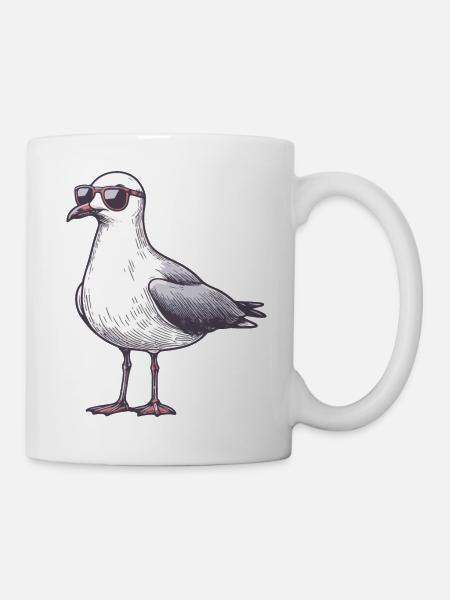 coole möwe mit sonnenbrille - Tasse - Weiß