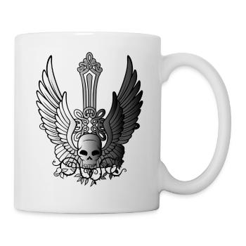 Totenkopf mit Flügel - Tasse - Weiß - Rechts