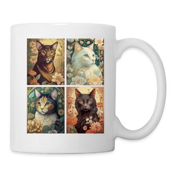 Chats dans le style d'Alphonse Mucha - Mug blanc - blanc - Droite
