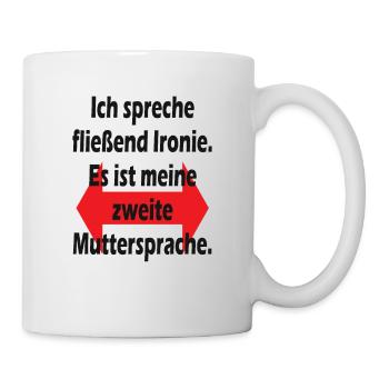 Muttersprache Nur gute Schwingungen - Tasse - Weiß - Rechts