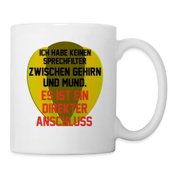 Zwischen Gehirn und Mund - Tasse - Weiß - Rechts