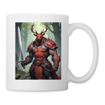 Ein monströses Ungetüm, ein Rothirsch, als Fantasie - Tasse - Weiß - Rechts