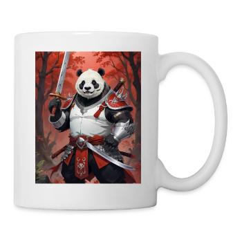Ein monströses Ungetüm, ein Pandabär, Samurai - Tasse - Weiß - Rechts