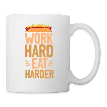 Hot Dog Adulte Travailler dur Manger plus fort - Mug blanc - blanc - Droite