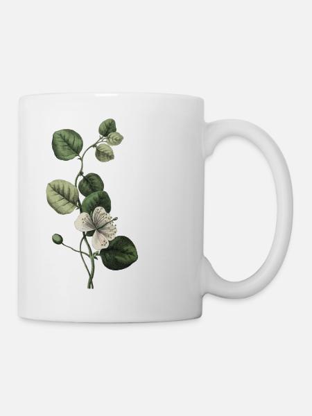 Grüner botanischer Buchstabe E - Tasse - Weiß
