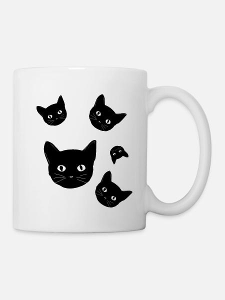 Cats,cat,cat's head,black cat - Mug - white