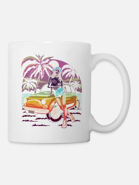 Sommer See Natur Flora Kunst Blumen Meer Strand - Tasse - Weiß