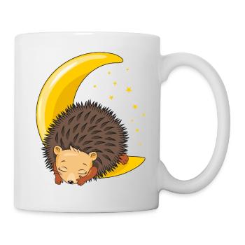 Niedlicher Igel schläft auf dem Mond - Tasse - Weiß - Rechts