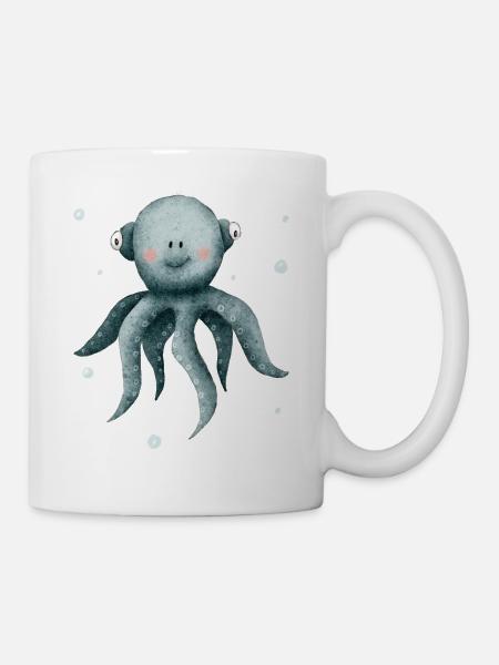 Oktopus- Tintenfisch, niedliche Meerestiere - Tasse - Weiß