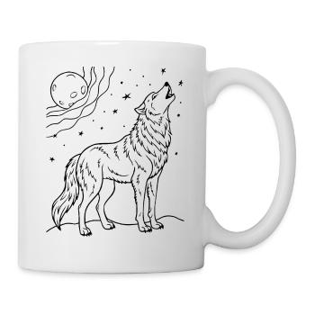 Wolf heult in der Nacht - Tasse - Weiß - Rechts