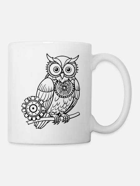 Mechanische Eule - Tasse - Weiß