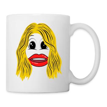 Blonde Frau mit Lippenstift - Tasse - Weiß - Rechts