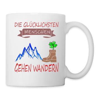 Natur Wandern Berge Gesundheit Glück Stiefel - Tasse - Weiß - Rechts