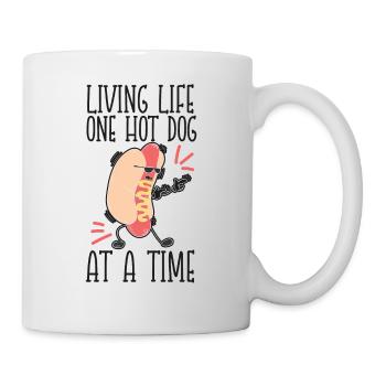 Hot Dog Adult Living Life One Hot - Tasse - Weiß - Rechts