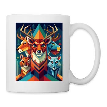Geometrische Waldtiere - Tasse - Weiß - Rechts