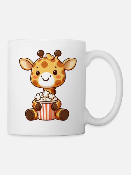 Funny Giraffe Popcorn Movie Movie Movies Movie - Mug - white