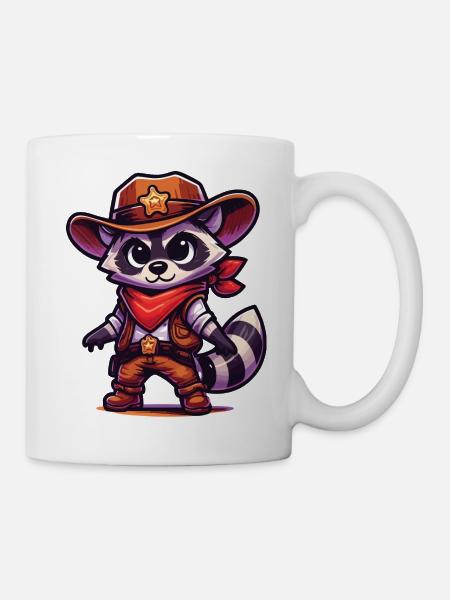 Waschbär-Cowboy - Tasse - Weiß