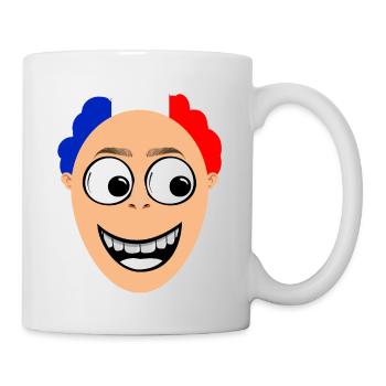 Happy French man looks sideways - Mug - white - Right