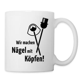 Wir Machen Nägel Mit Köpfen! Hochzeit Brautpaar B - Tasse - Weiß - Rechts