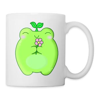 cute frog kawaii with flower - Mug - white - Right