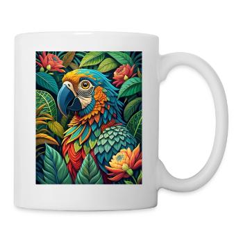 very detailed ara parrot head amidst amazonian pla - Mug - white - Right