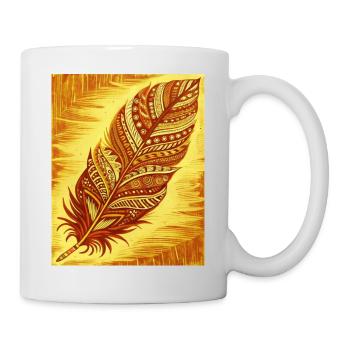 eine Feder mit verschlungenen Mustern und Farben - Tasse - Weiß - Rechts