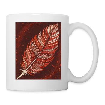 Red-White Feather - Elegance on Red - Mug - white - Right
