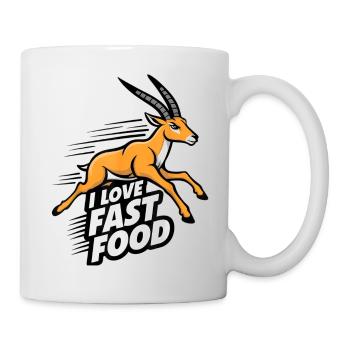 "I love fast food" funny antelope jumping - Mug - white - Right