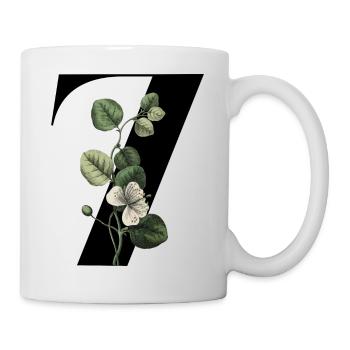 Nummer 7 Blumengrün -7. Blumengeburtstag - Tasse - Weiß - Rechts
