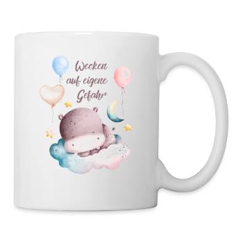 Bébé hippopotame aquarelle réveillez-vous à vos risques et périls - Mug blanc - blanc - Droite