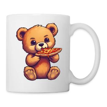 L’ours en peluche adore la pizza - Mug blanc - blanc - Droite