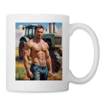 Handsome Men with muscular body - farmer - Mug - white - Right