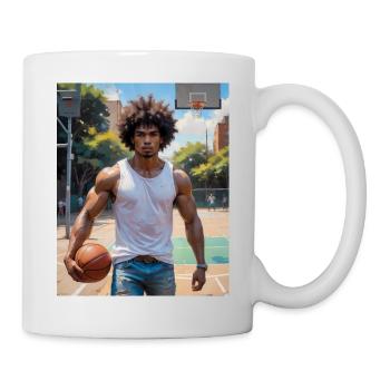 Hübscher Mann mit muskulösem Körper Basketballspieler - Tasse - Weiß - Rechts