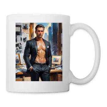 Beaux hommes au corps musclé – hommes d’affaires - Mug blanc - blanc - Droite