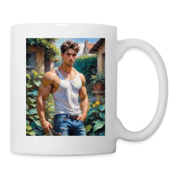 Handsome Men with muscular body – gardener - Mug - white - Right