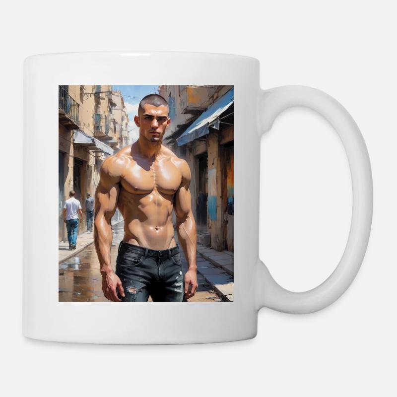 Handsome Men with muscular body – young guy - Mug - white