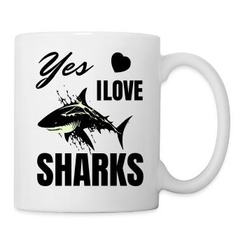 I Love Sharks - Funny Shark Motif for Shark Fans - Mug - white - Right