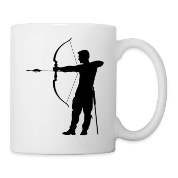 Bogenschießen Mann Silhouette - Tasse - Weiß - Rechts