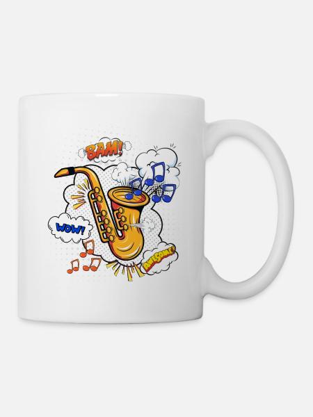 Saxophone Style Bande Dessinée - Mug blanc - blanc