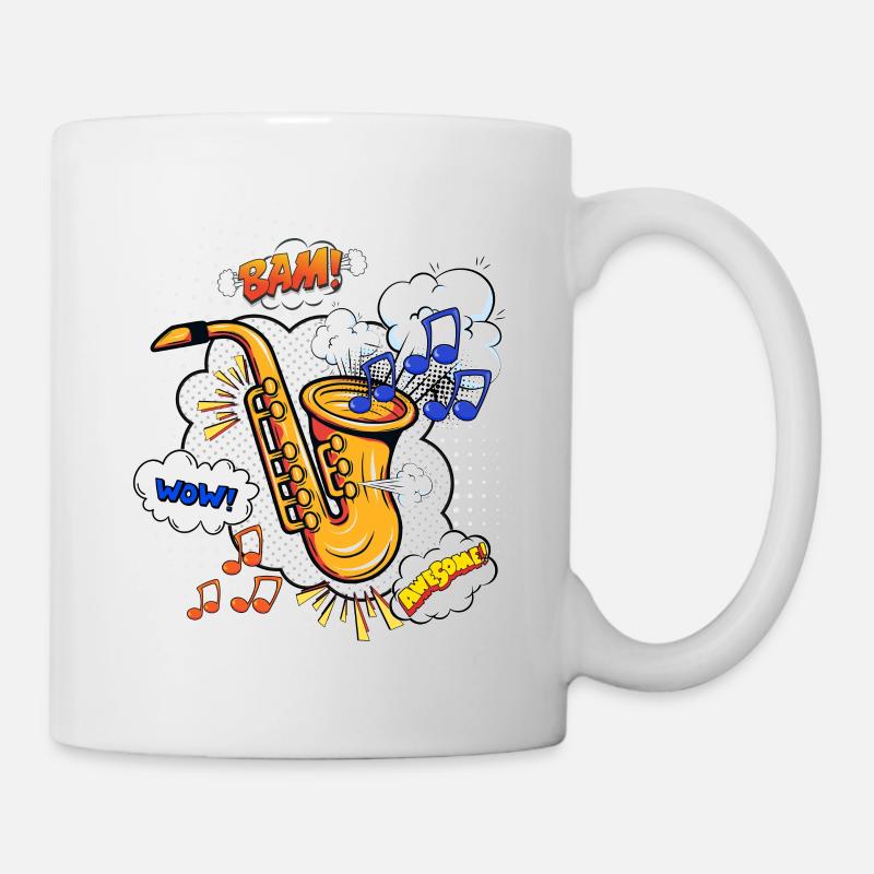 Saxophon Comicstyle - Tasse - Weiß