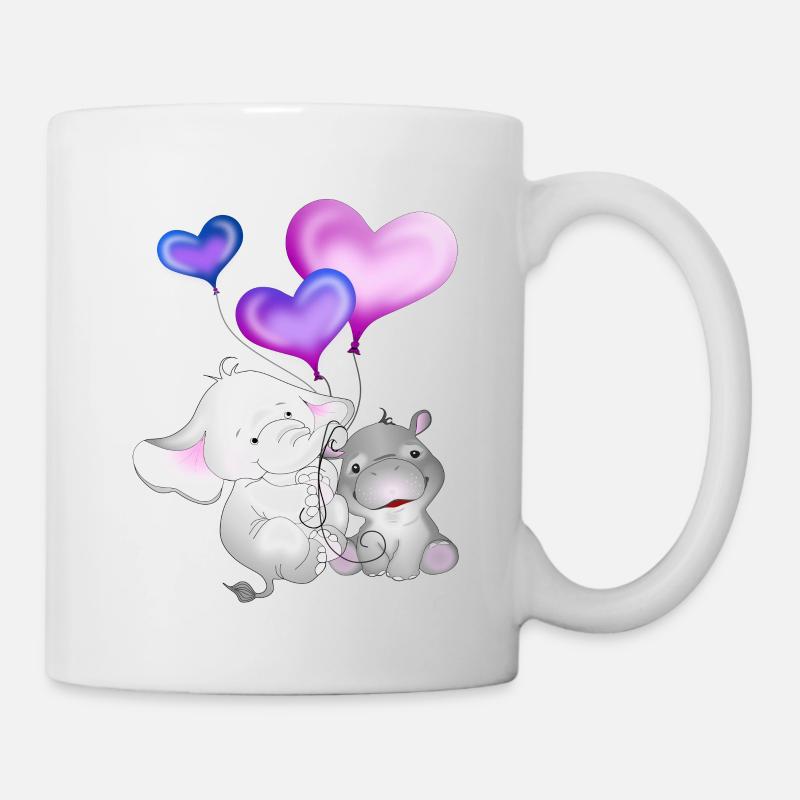 Elefant Luftballon Nilpferd - Tasse - Weiß