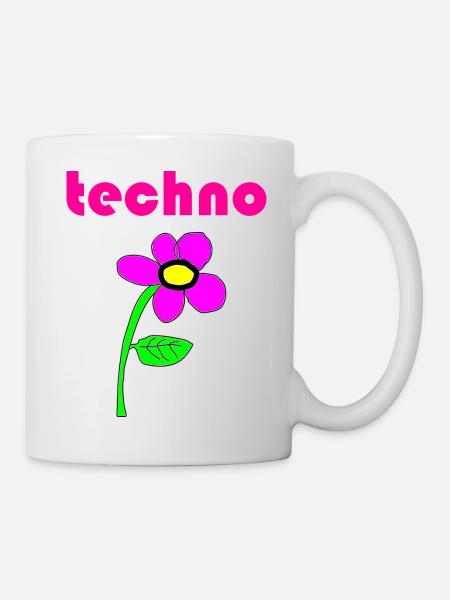 techno blume - Tasse - Weiß